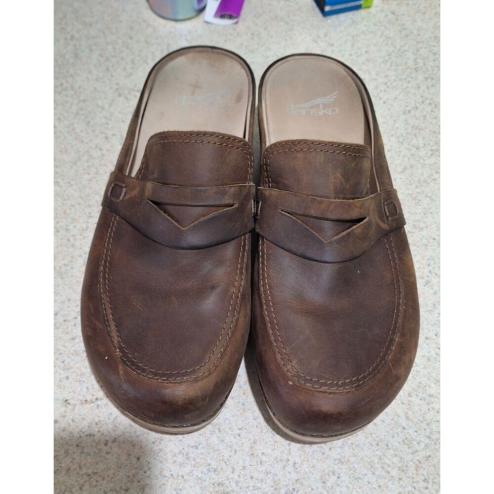 Dansko Bel Brown Oiled Penny Loafer Slip-On Mule Women's Size 39 EU